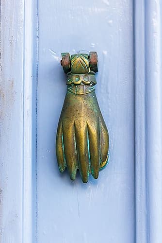 Greece, Crete, Chania, Old Town. Bronze door knocker. Art Print